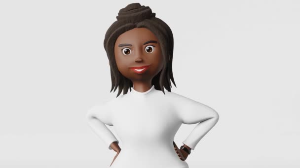 Χαμογελώντας African American Σώμα Θετική Γυναίκα Animation Βρόχο Social Media — Αρχείο Βίντεο