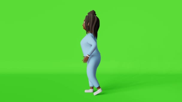 Afro Américaine Corps Positif Femme Animation Personnage Racewalking Boucle Sur — Video