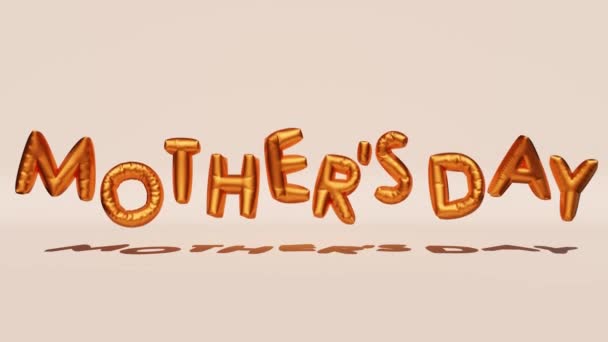 Feliz Día Las Madres Saludo Globos Inflables Oro Animación Bucle — Vídeos de Stock