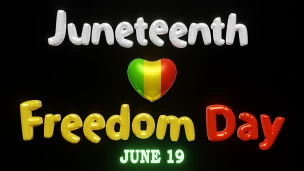 Juneteenth Freedom Independence Emancipation Day Június Emancipáció Animáció Felfújható Léggömbök — Stock videók