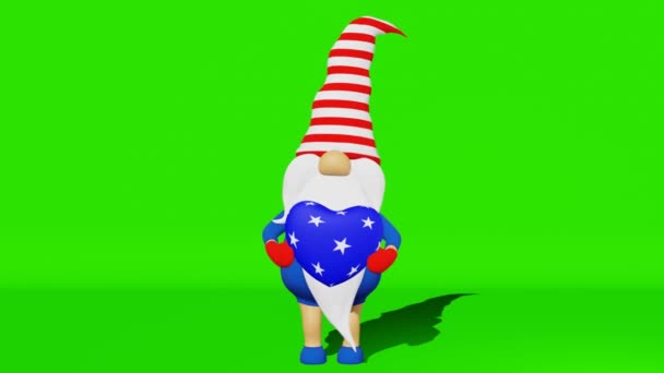 독립기념일그 노미는 미국의 인사말 광고에서 애니메이션 크로마키를 휘감았다 스칸디나비아의 귀여운 — 비디오