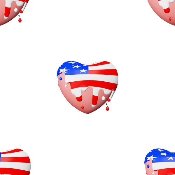 United States Independence Day Hartverf Spatten Smeltende Glazuur Naadloos Patroon — Stockfoto