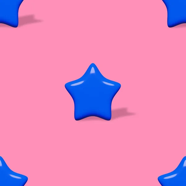 影のシームレスなパターンボリュームの3D形状と青の星ピンクの背景 ガールベッドルーム女性の服ファブリック昇華プリントデザイン デジタルペーパー壁紙子供部屋内装テクスチャ — ストック写真
