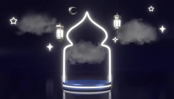 Ісламський Новий Рік Світить Подіум Сцени Нового Місяця Хіджрі Святкування — стокове фото