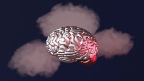 Людський Мозок Хмарах Творче Сучасне Мистецтво Анімація Усвідомлення Розумового Здоров — стокове відео
