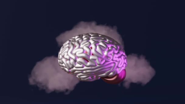 Cervello Umano Nuvole Pensieri Negativi Arte Creativa Animazione Loop Salute — Video Stock