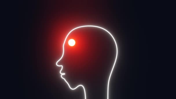 Headache Migraine Siluet Kepala Manusia Dengan Nyeri Akut Merah Dahi — Stok Video