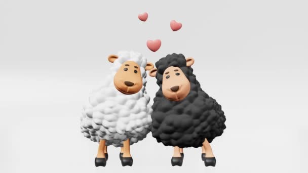 Two Cute Sheep Friends Rhythmically Dance Animation Friendship Day Children — Stock video