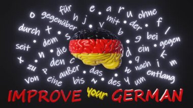 Improve your German Learning Deutsch Foreign language fluency improvement Human brain letters articles words prepositions 3d animation Studying Native speaker Online course education Listening Reading