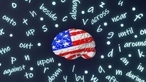 Englisch Lernen Amerikanische Aussprache Fremdsprachenfließend Konversation Präpositionen Grammatikakzent Animationsschleife Lernen — Stockvideo
