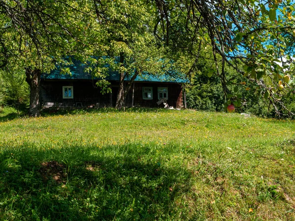 Ancienne Maison Authentique Bois Dans Les Montagnes Des Carpates Ukraine — Photo
