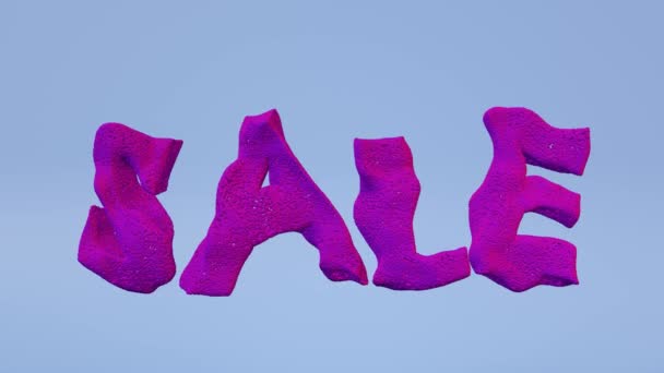 販売テキストの移行紫色浮遊3Dアニメーションループシームレスモーショングラフィックディスカウントバナーホットオファーベストプライスドロップブルー背景ネオン4K オンラインショッピングプロモーションショップクーポン広告 — ストック動画