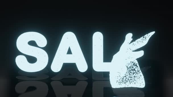 Verkauf Leuchtenden Text Licht Übergang Schwebenden Animation Zeitlupe Grafik Rabatt — Stockvideo