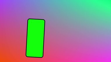 Akıllı telefon yeşil ekran kroma anahtarı sosyal medya paylaşımı gibi yaratıcı stop motion animasyon 4K kopyalama alanı. Çevrimiçi uygulama reklam gradyanı. Modern modaya uygun aygıt görüntüleme şablonu.