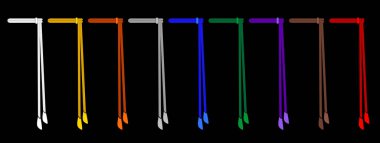 Capoeira kemerleri - Öğrenci, Öğretmen ve Üstat 'tan doğrusal bir ilerlemeyi temsil eder