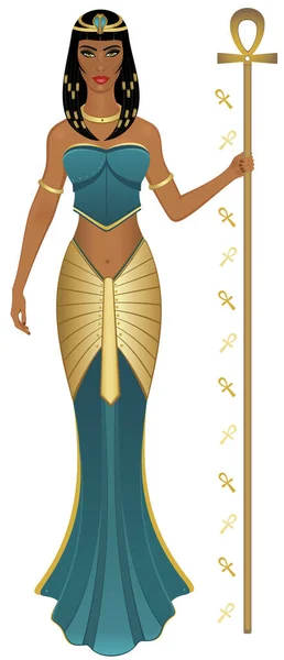 美丽的埃及女王克利奥帕特拉 — 图库矢量图片
