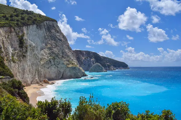 Lefkada 'daki Porto Katsiki Sahili Yunanistan