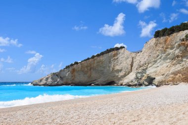 Lefkada 'daki Porto Katsiki Sahili Yunanistan