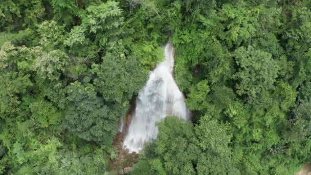 Vista Aérea Vista Floresta Tropical Com Cachoeiras Tailândia Filmagem Roll — Vídeo de Stock