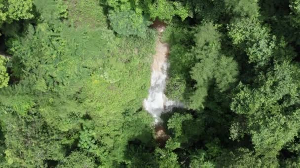 Vanuit Lucht Uitzicht Het Regenwoud Met Watervallen Thailand Beeldmateriaal Roll — Stockvideo