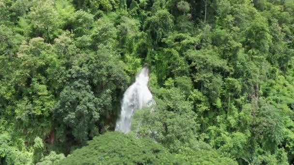 有瀑布的热带热带雨林景观 瀑布的空中画面 美丽的自然背景 — 图库视频影像
