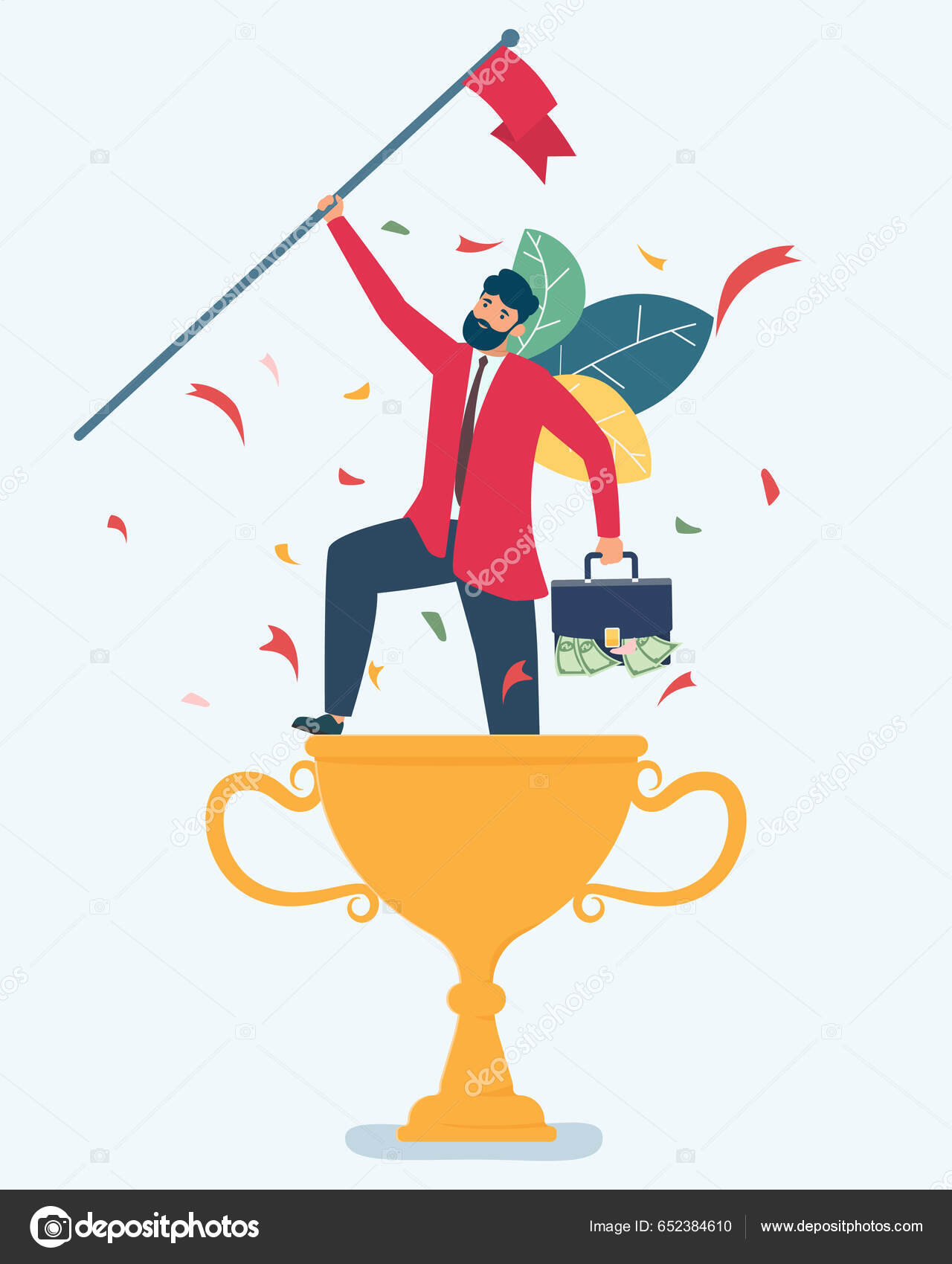 Free Vector  Win achievement. happy awarding of many trophy prize