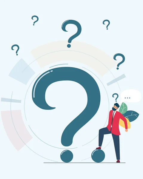 Business Man Thinking Look Big Question Mark Business Problem Solution — Stock Vector