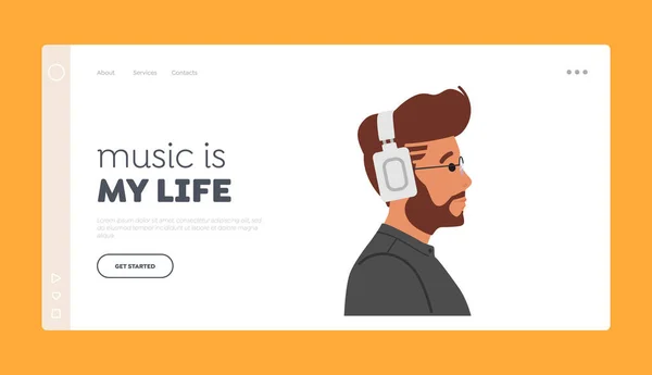 Šablona Stránky Music Vibes Landing Page Moderní Hipster Nebo Podnikatel — Stockový vektor