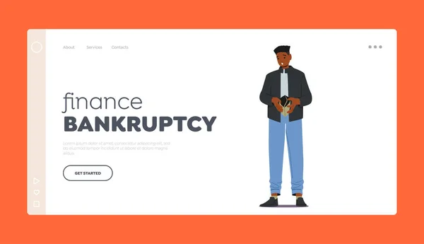 Finanzas Bancarrota Landing Page Template Sin Dinero Pobreza Pobreza Concepto — Vector de stock