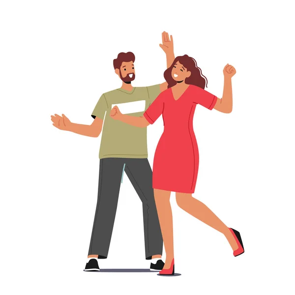 Junge Paare Tanzen Freizeit Menschen Aktiven Lebensstil Mann Und Frau — Stockvektor