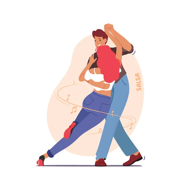 Young Couple Dancing Salsa Dance Leisure Sparetime Performance Hobby People — Stock Vector