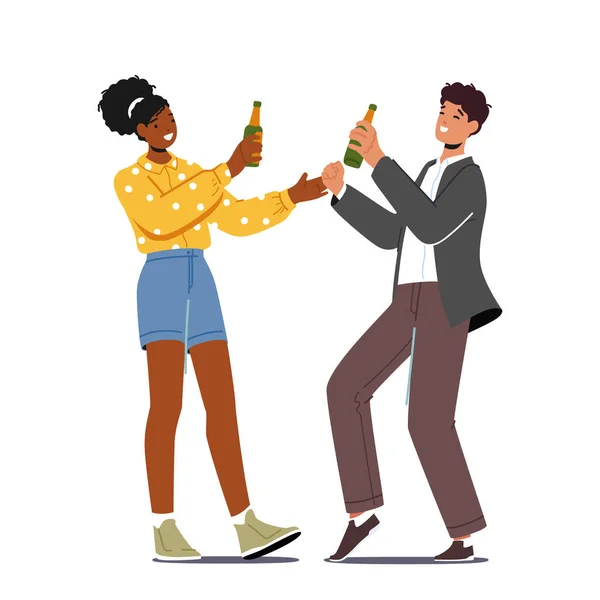 Happy People Drink Party Concept Employés Bureau Amis Joie Employés — Image vectorielle