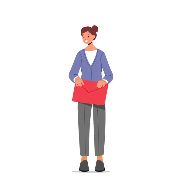Podnikatelka Sekretářka Nebo Učitelka Neformálním Oblečení Ženská Postava Drží Složku — Stockový vektor