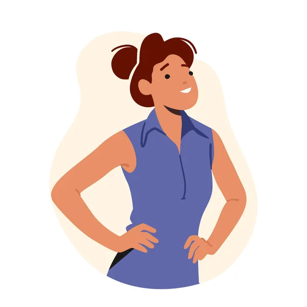 Self Assured Female Character Epitome Confidence Cheerful Girl Standing Confident — Vector de stoc