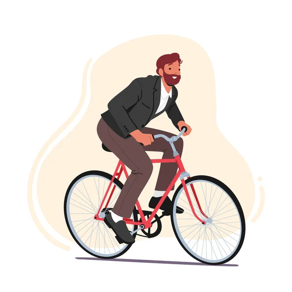 Empresário Personagem Vestindo Bicicleta Equitação Terno Formal Participando Competição Corporativa — Vetor de Stock