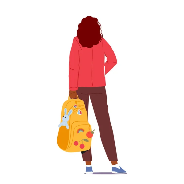 Rückansicht Des Teenage Girl Student Stehen Mit Einem Rucksack Der — Stockvektor