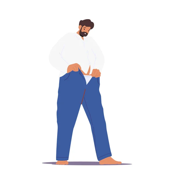 Uomo Obeso Lotta Zip Pantaloni Stretti Causa Della Loro Dimensione — Vettoriale Stock