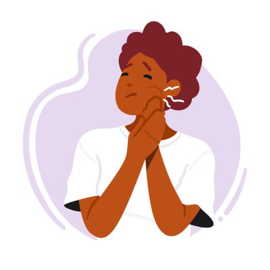 Keskin ağrı, dişağrısı ve hassasiyete yol açarken kadın çenesinden yayılır. Gürültücü Ache 'den kurtulmanın yollarını arayan kadın karakterler. Çizgi film İnsanları Vektör İllüstrasyonu