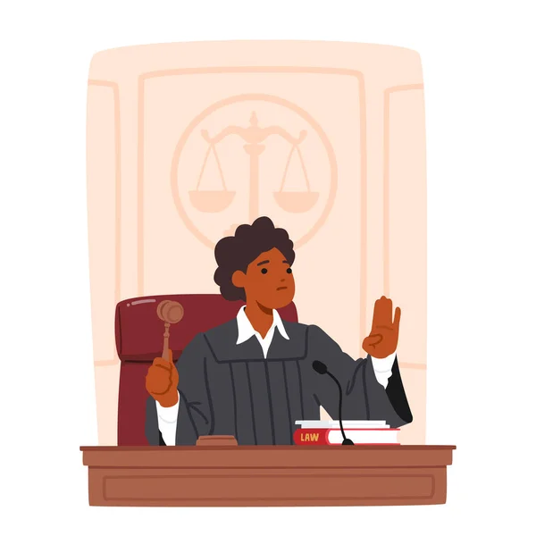 Erfarna Rättvisa Och Auktoritativa Kvinnliga Domare Karaktär Föra Visdom Och — Stock vektor