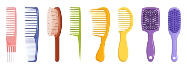 Set Hair Brushes Inkluderar Olika Storlekar Och Typer Borstar För — Stock vektor