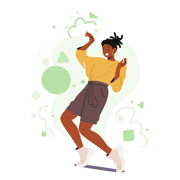 African American Female Character Performer Defying Gravity Mind Bending Pose — Διανυσματικό Αρχείο