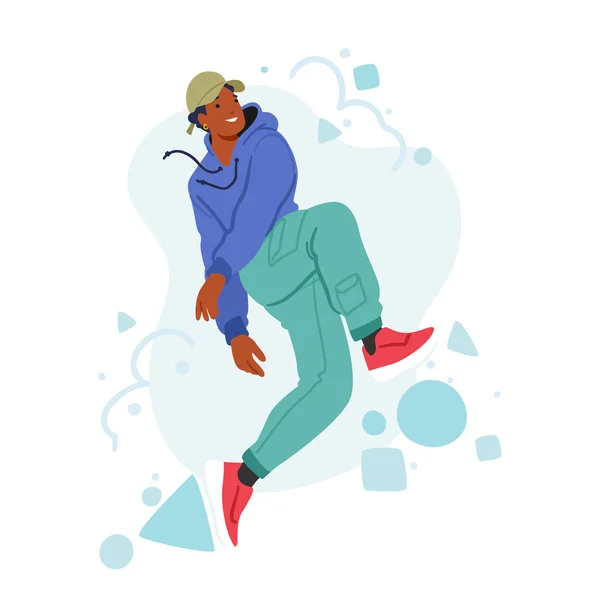Young African American Male Character Defying Norms Daring Unconventional Pose — Vector de stock