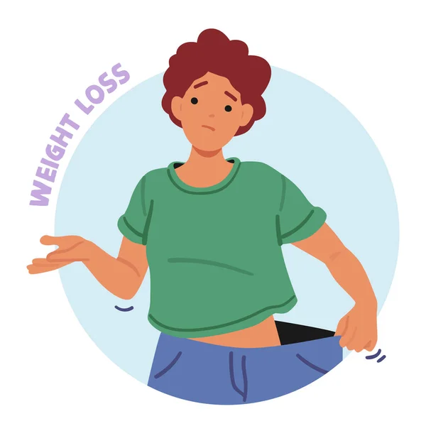 Female Experience Unintentional Weight Loss Can Symptom Diabetes Indicating Inadequate — Stock Vector