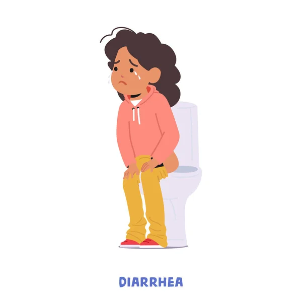 Child Girl Character Diarrhea Common Condition Characterized Frequent Loose Watery — Stock Vector