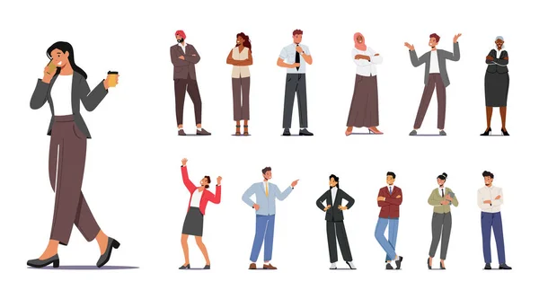 Diverse Professional Business Characters Set Zobrazování Mužů Žen Různých Profesích — Stockový vektor