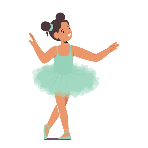 Cute Young Ballerina Character Captivates Her Graceful Pose Delicate Tutu — Stock Vector