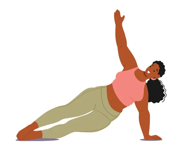 Percaya Diri Ukuran Wanita Anggun Praktek Yoga Berdiri Satu Tangan - Stok Vektor