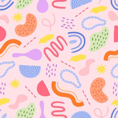 Renkli Çocuk Scrabbles 'ı sunan, Çocuk Giysileri, Aksesuarlar ve Büyüleyici Dekor İçin Mükemmel Oyuncu ve Eğitici Tasarım Yapan, Kusursuz Kusursuz Kusursuz Kusursuz Kusursuz Şekiller. Çizgi film Vektör İllüstrasyonu