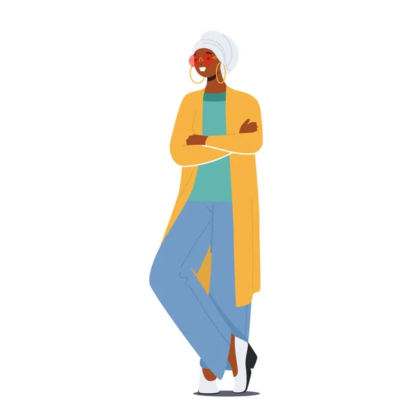 Personaggio Donna Musulmana Sicura Moderna Indossare Abiti Colorati Stand Con — Vettoriale Stock
