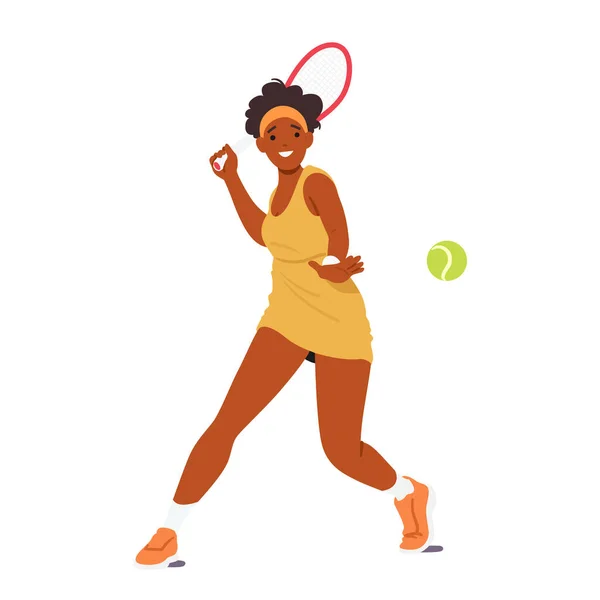 아프리카 미국인 테니스 코트에서우아 봉사하고 박수를 캐릭터는 정신을 나타낸다 사람들이 — 스톡 벡터